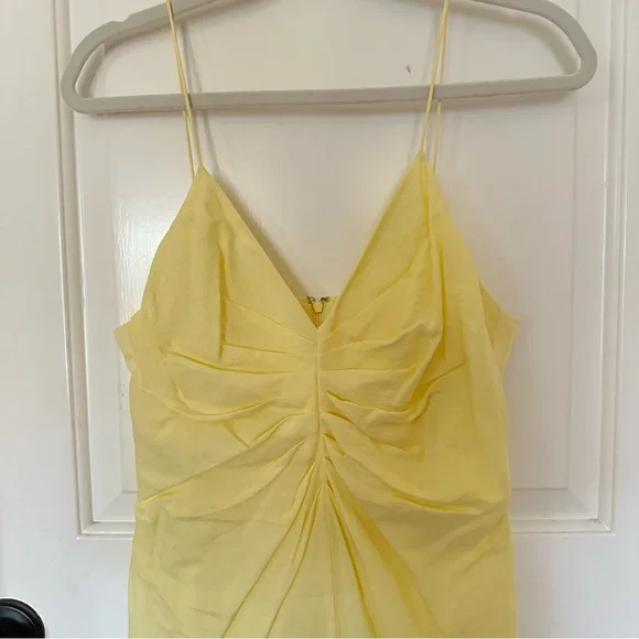 Elegant Yellow Ruched Dress - Picture 5 of 12